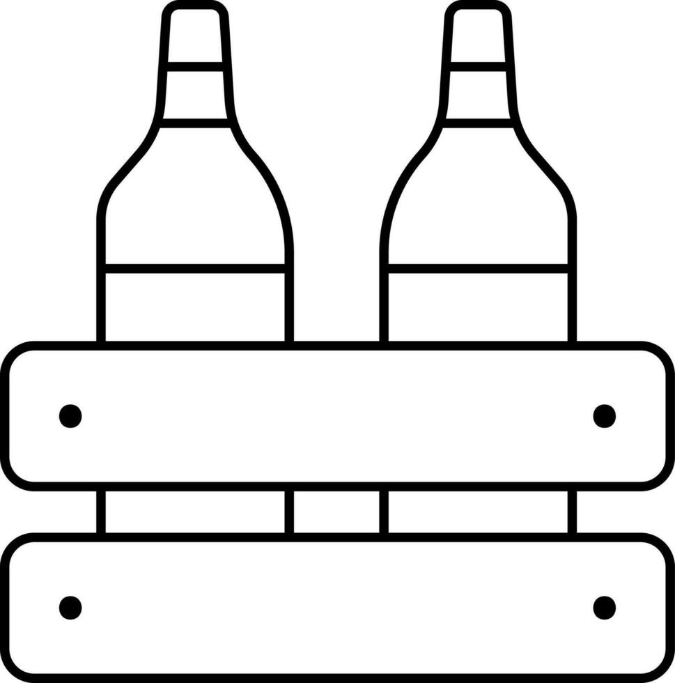 Black Linear Style Beer Crate Icon. vector
