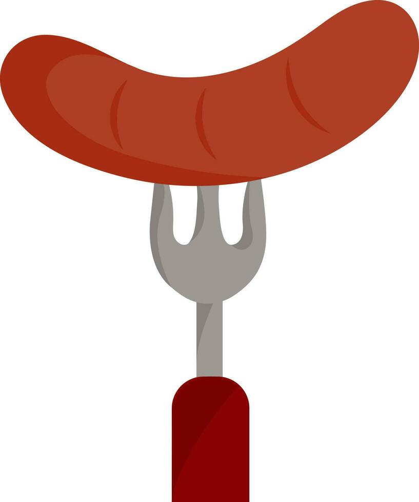 Flat Sausage With Fork Spoon Colorful Icon. vector