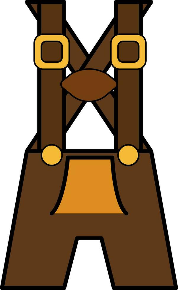 Flat Style Lederhosen Icon in Yellow and Brown Color. vector