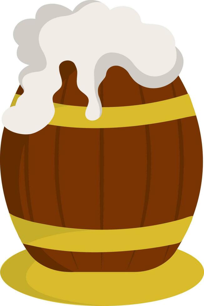 Brown Foam Barrel Icon In Flat Style. vector
