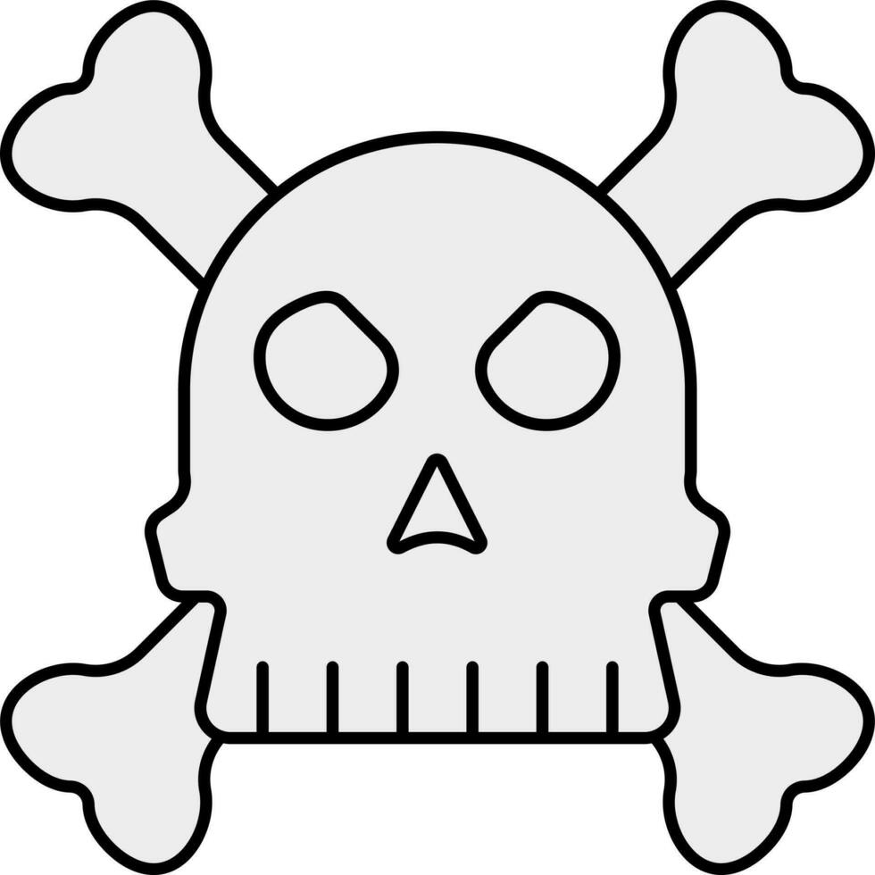 Grey Skull With Crossbones Flat Icon. vector