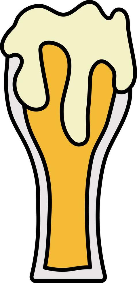 Illustration Of Beer Glass Flat Icon In Yellow Color. vector