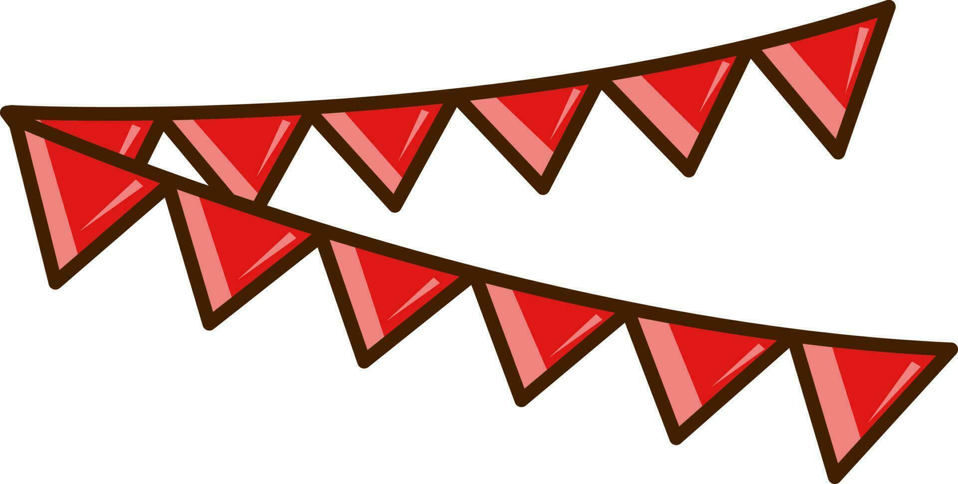 Red Bunting Flag Decoration Icon In Flat Style. vector