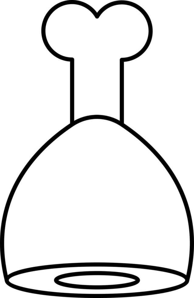 Isolated Leg Chicken Icon In Black Linear Style. vector