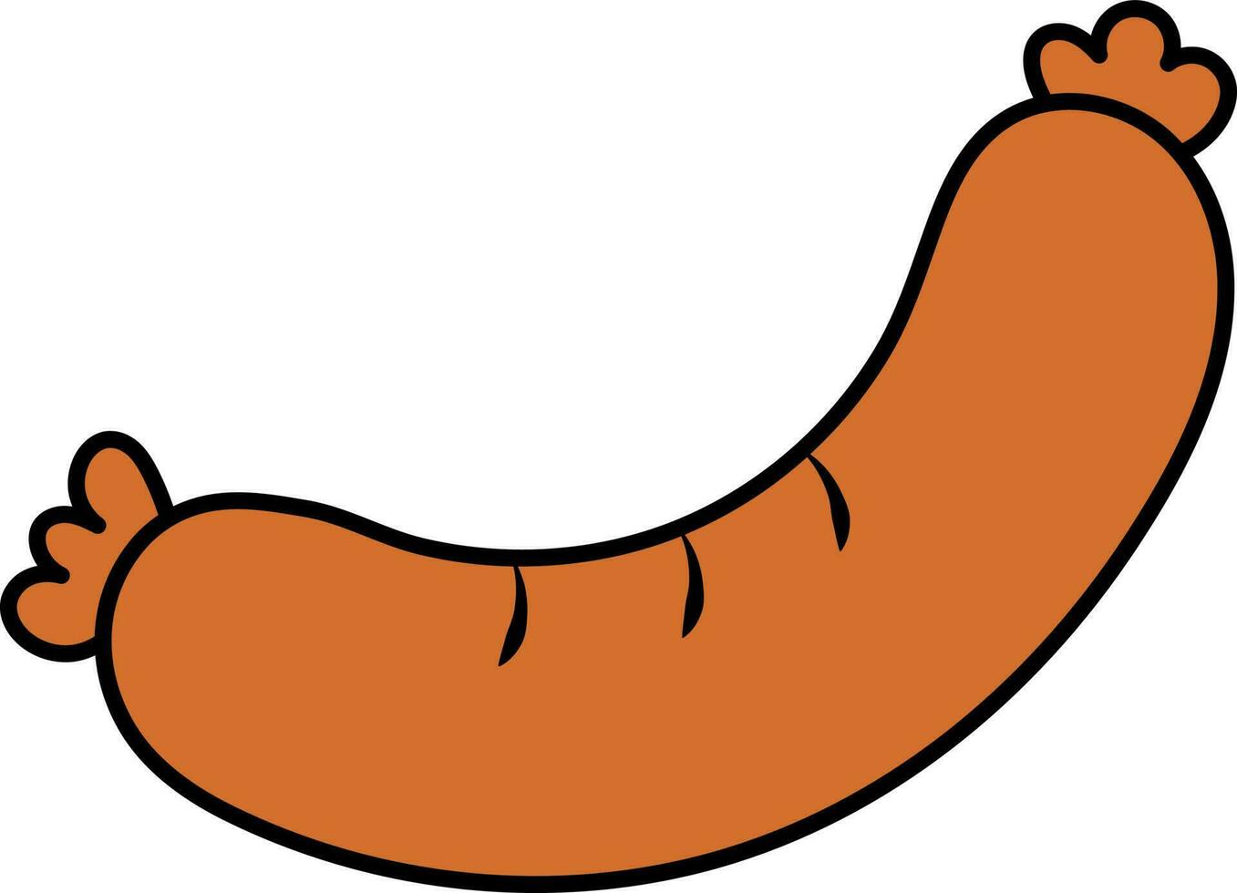 Isolated Sausage Icon In Orange Color. vector