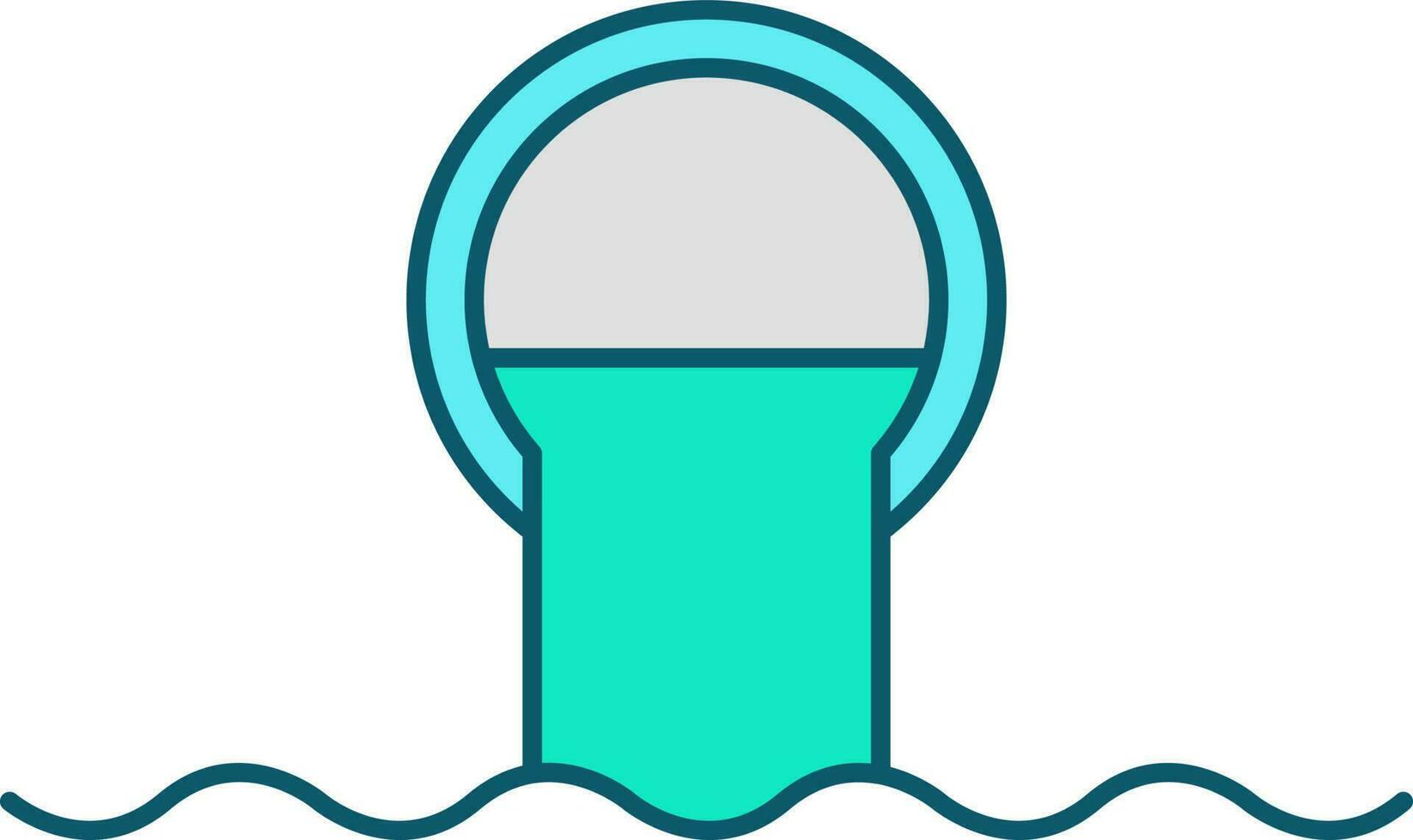 Pipeline Waste Water Fall In Ocean Or River Green And Blue Icon. vector