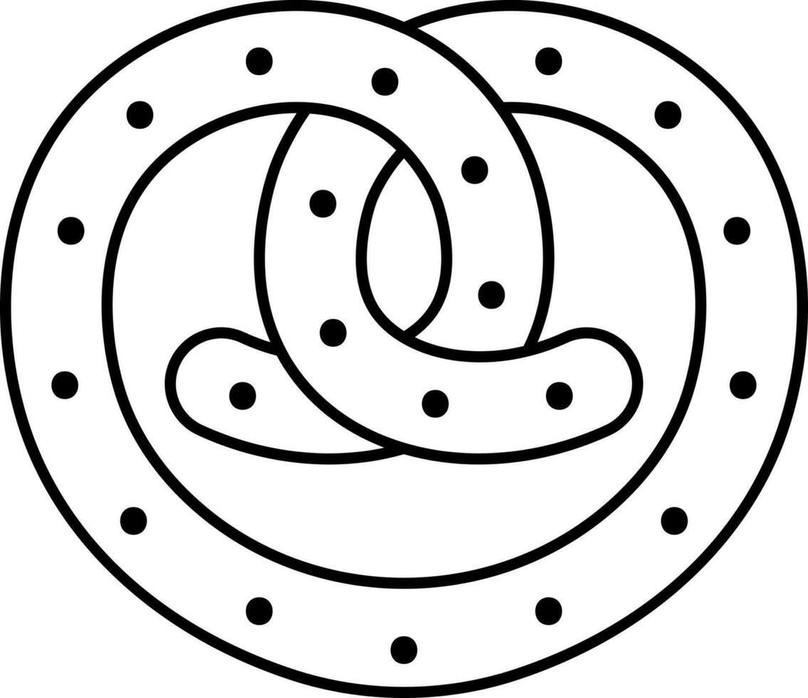 Isolated Pretzel Icon In Black Outline. vector