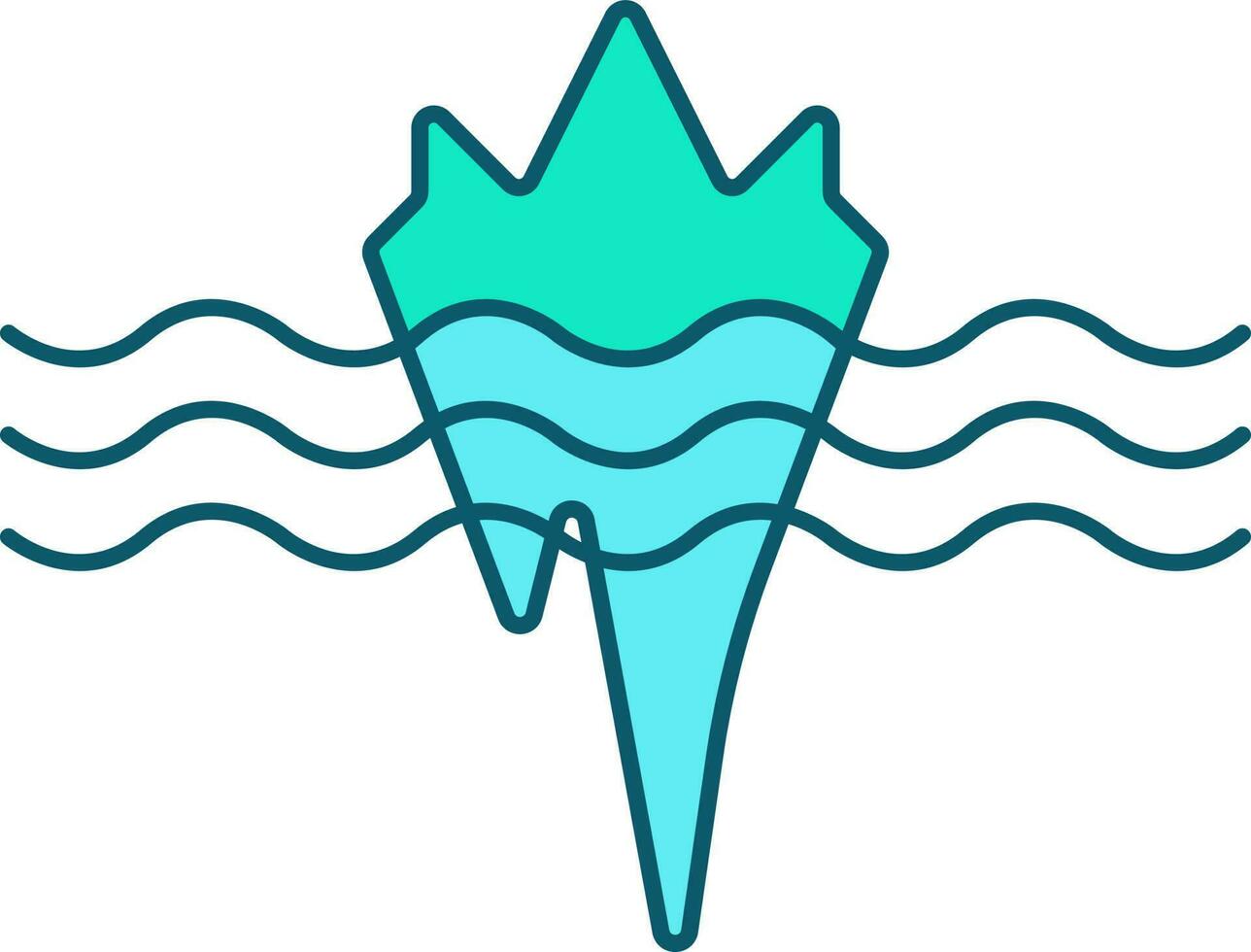 Green And Blue Illustration Of Iceberg Flat Icon. vector
