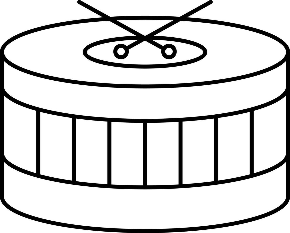 Snare Drum With Cross Stick Icon In Thin Line Art. vector
