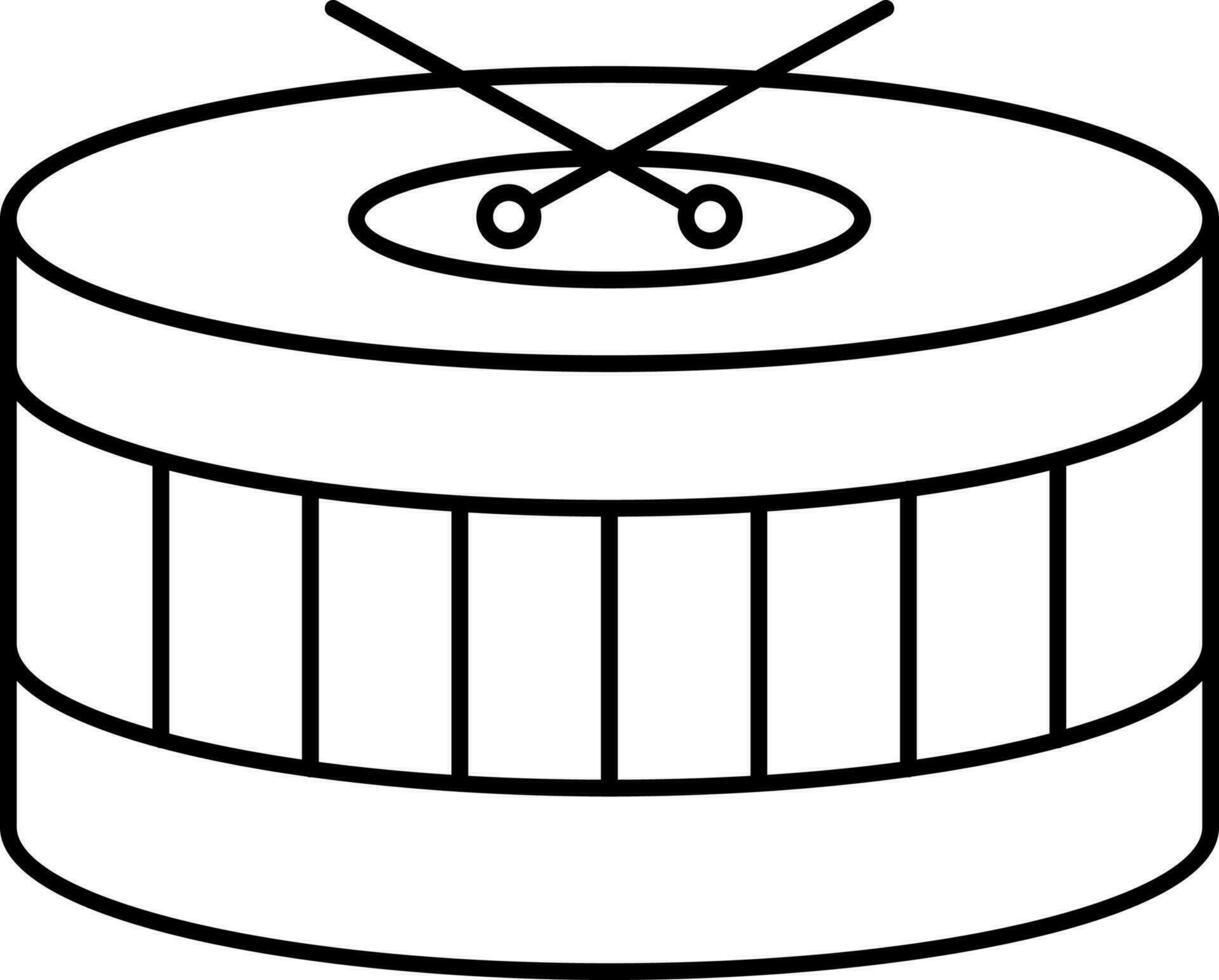 Snare Drum With Cross Stick Icon In Thin Line Art. vector