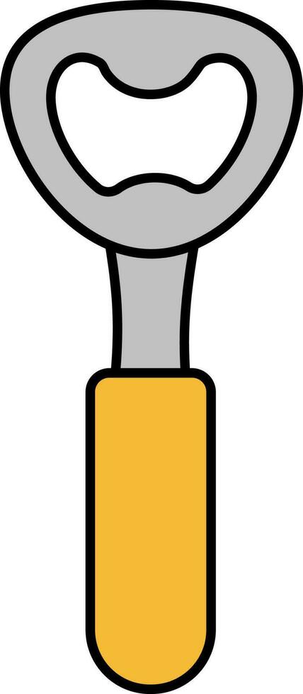 Flat Opener Icon In Grey And Yellow Color. vector