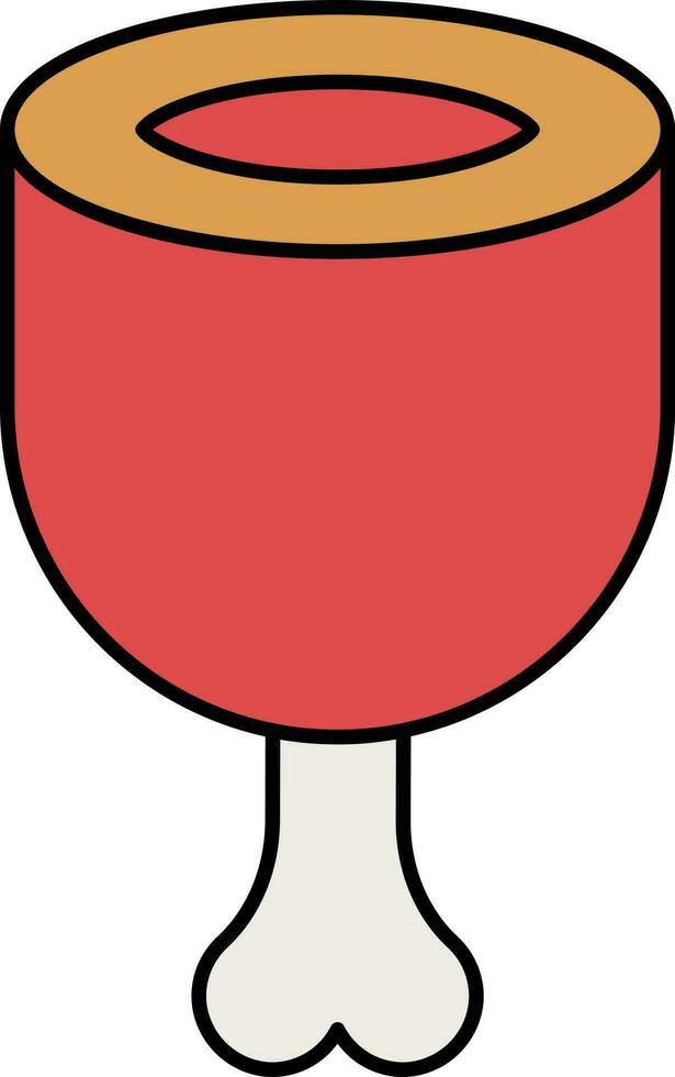 Half Leg Chicken Flat Icon In Red And Brown Color. vector