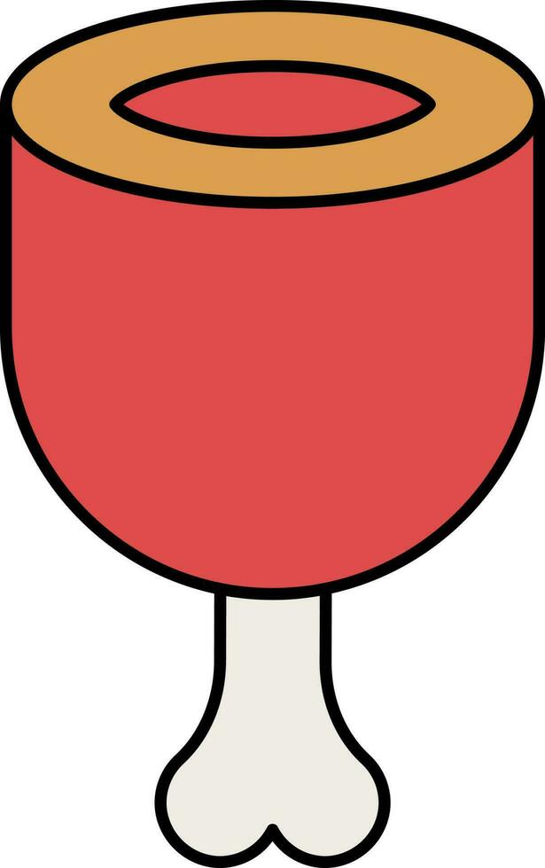 Half Leg Chicken Flat Icon In Red And Brown Color. vector