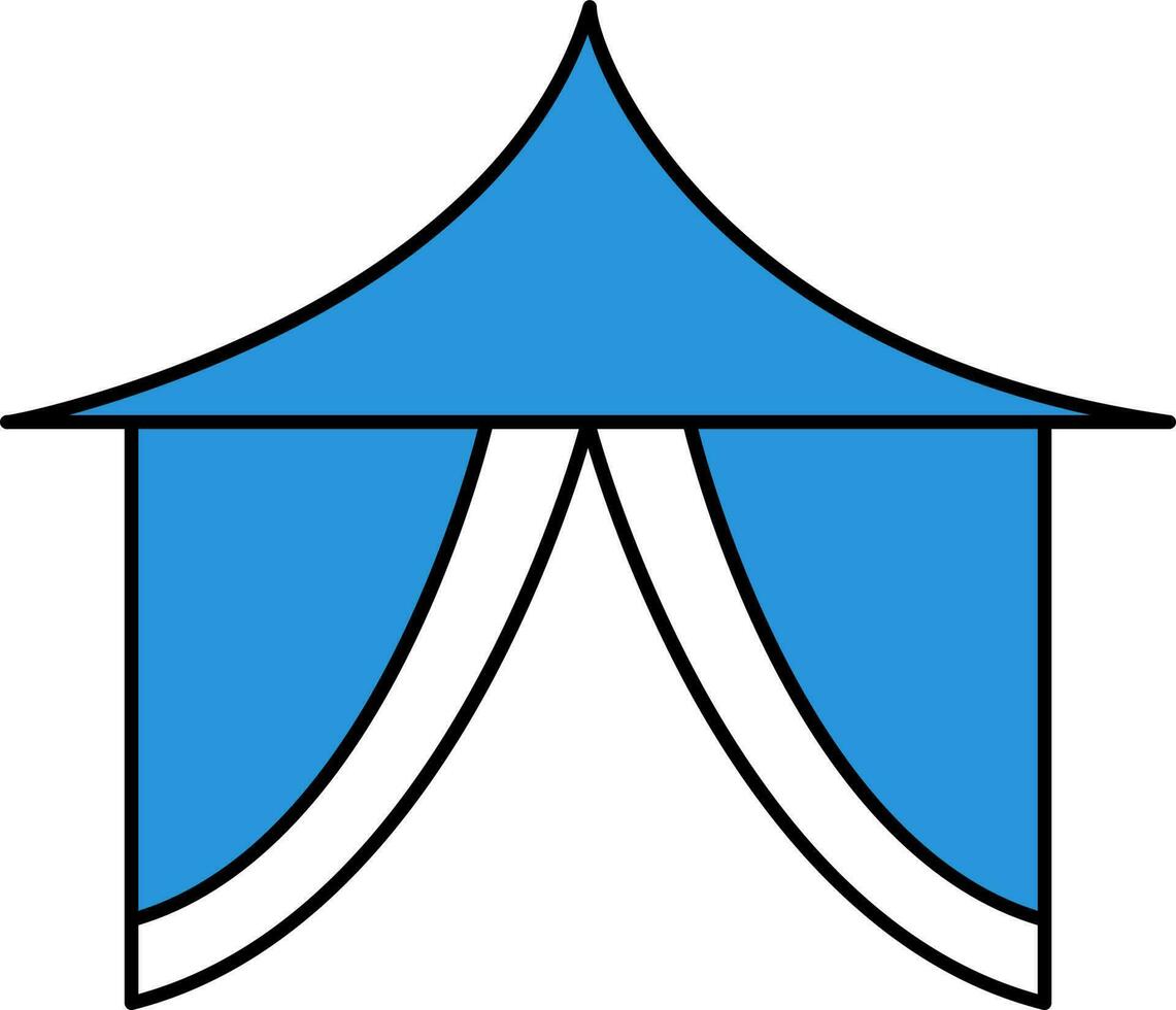 Flat Style Tent Icon Or Symbol In Blue And White Color. vector