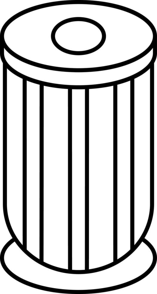 Isolated Indian Drum Icon In Black Outline. vector