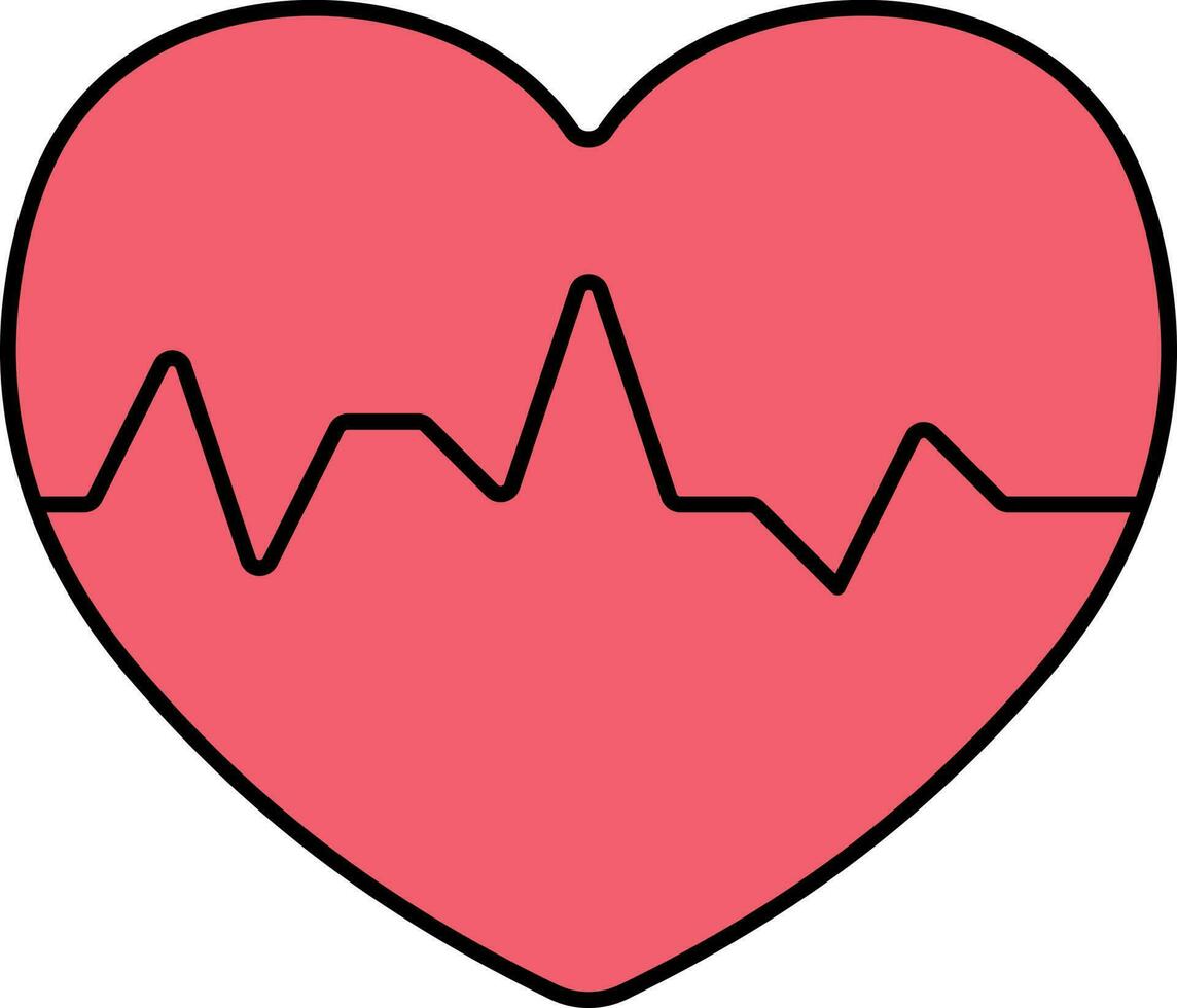 Red Heartbeat Icon Or Symbol In Flat Style. vector