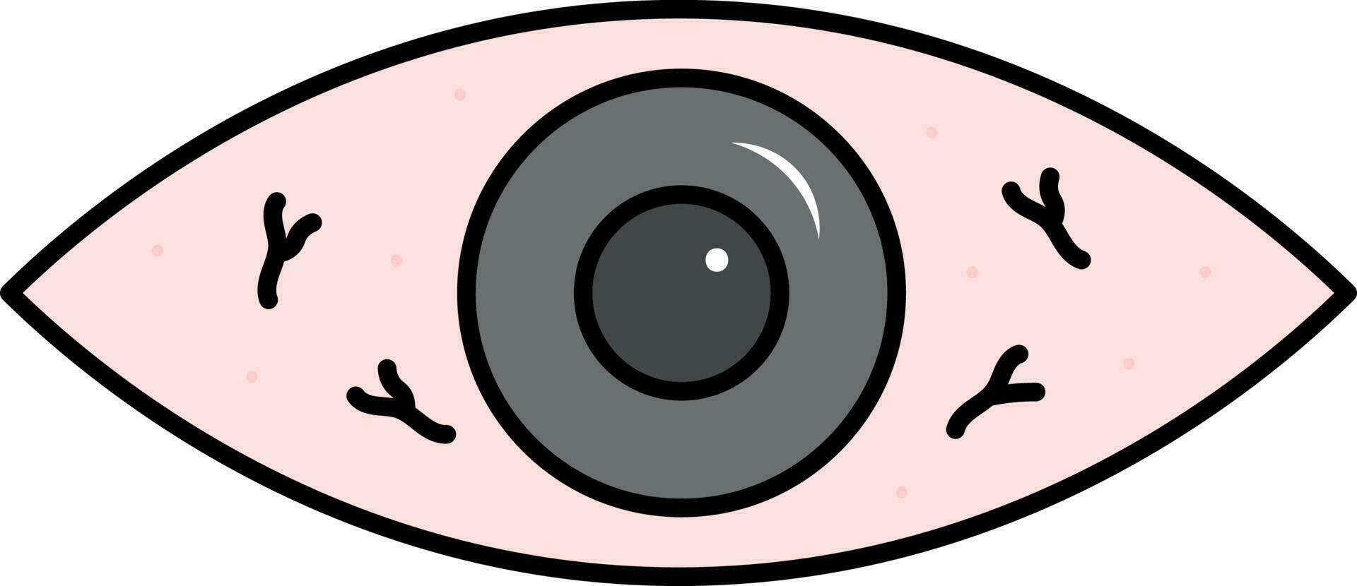 Grey And Pink Human Eye Icon In Flat Style. vector
