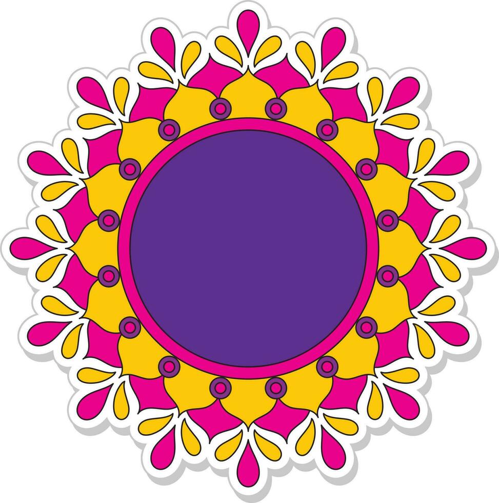 pegatina estilo vacío mandala marco en blanco antecedentes. vector