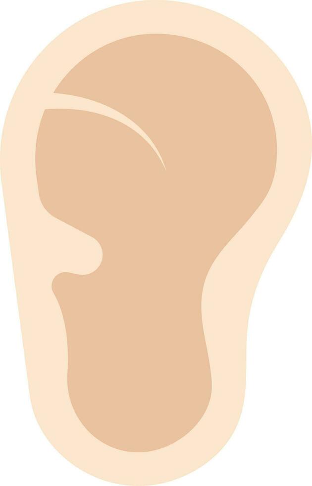 Isolated Human Ear Icon In Peach Color. vector