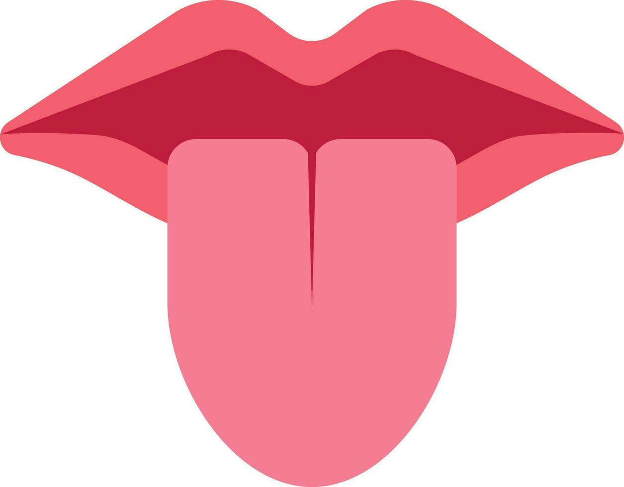 Flat Tongue With Lips Icon In Red Color. vector