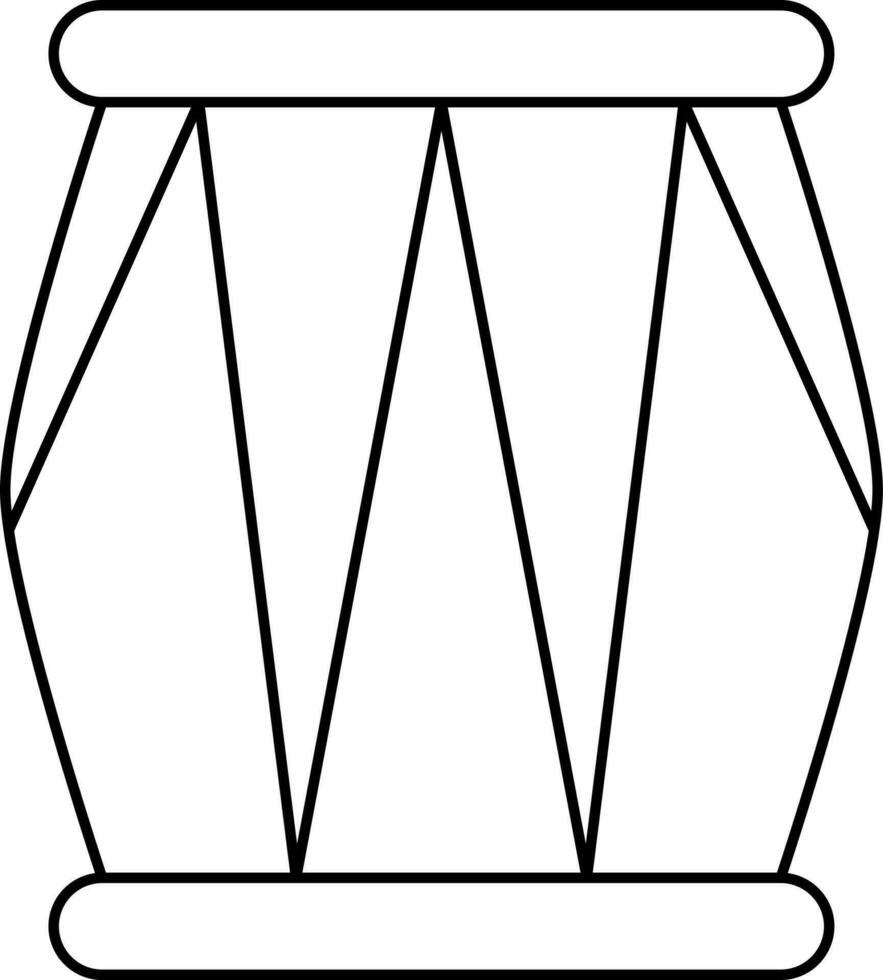 Isolated Indian Drum Icon In Black Outline. vector