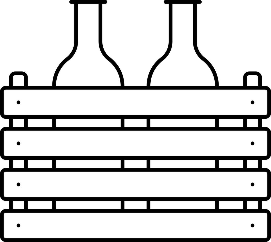 Black Linear Style Beer Crate Icon. vector