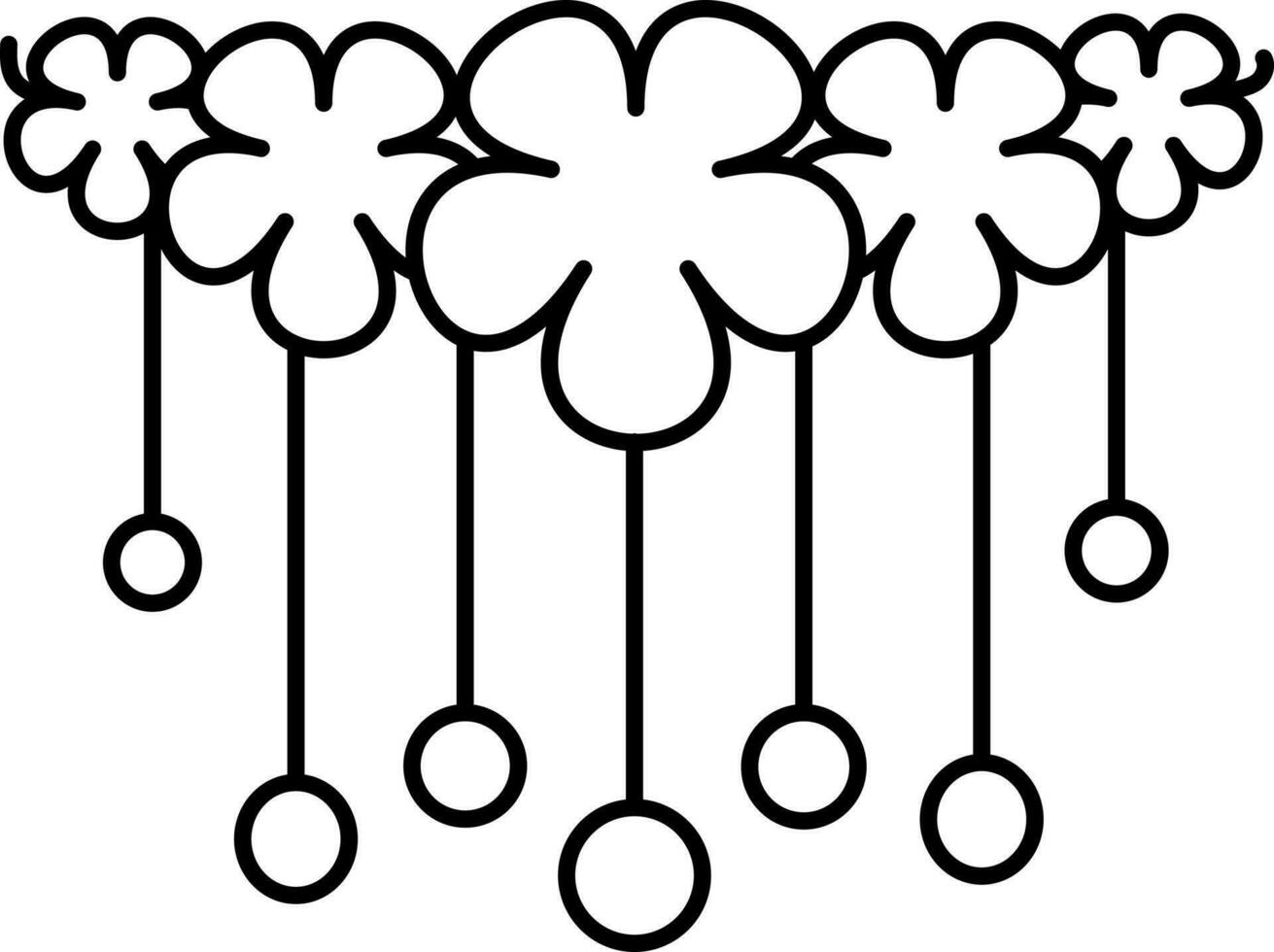 Isolated Hanging Flower Garland Icon In Black Line Art. vector