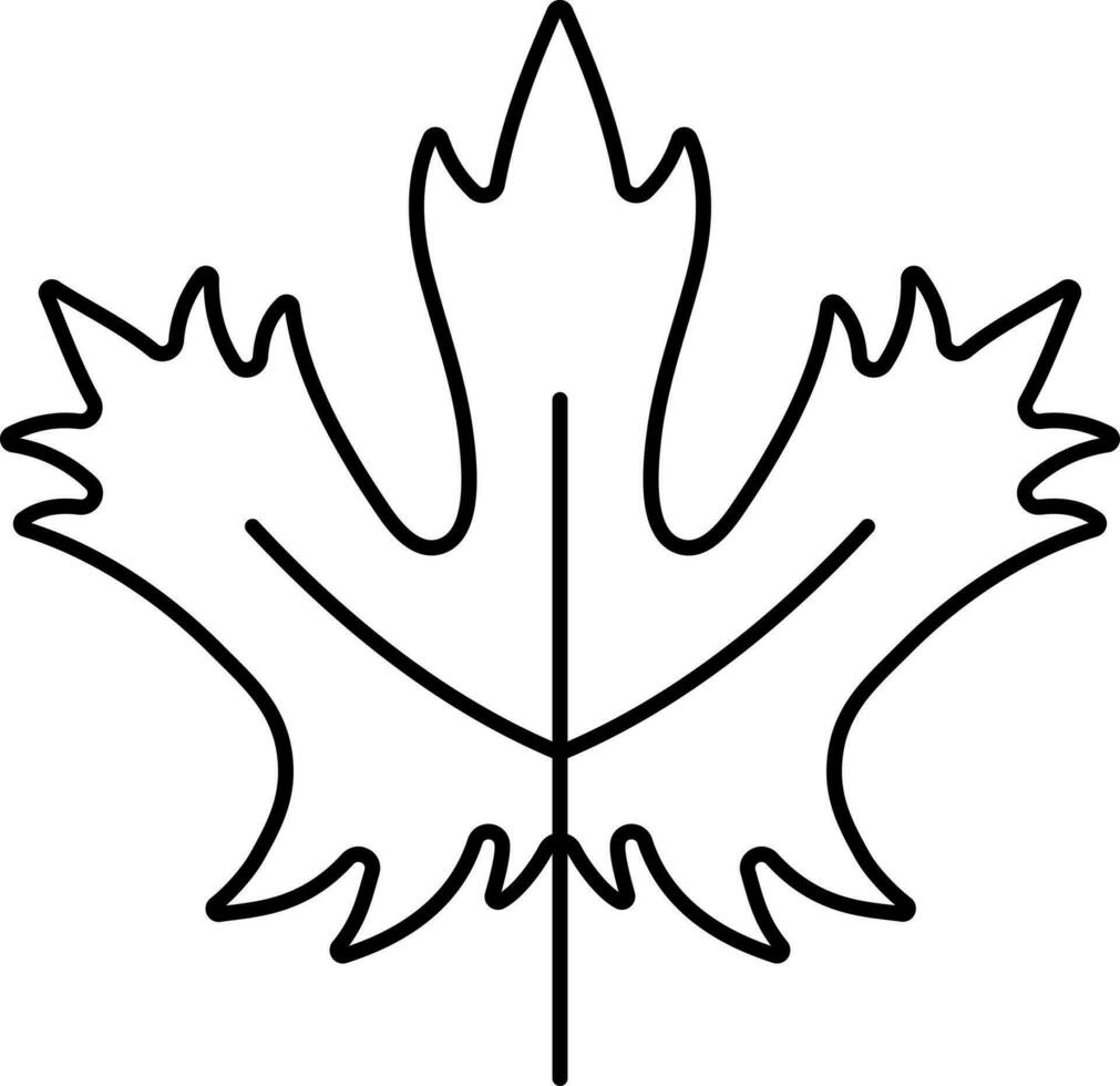 Black Thin Line Art Of Maple Leaf Icon. vector