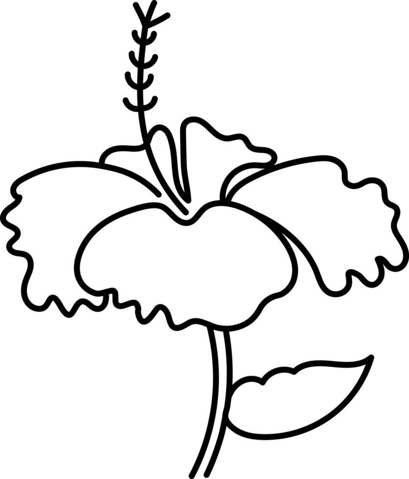 Isolated Hibiscus Flower Icon In Black Outline. vector