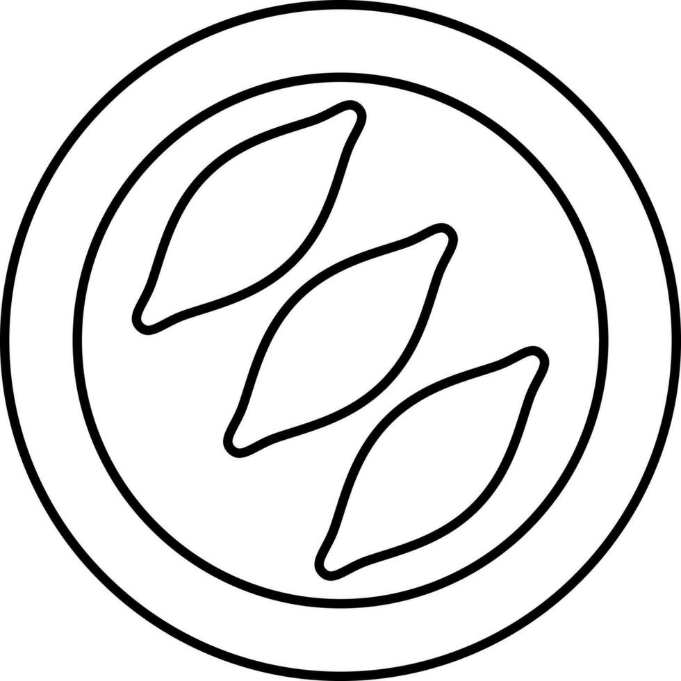 Black Outline Unnakaya Dish Top View Icon Or Symbol. vector