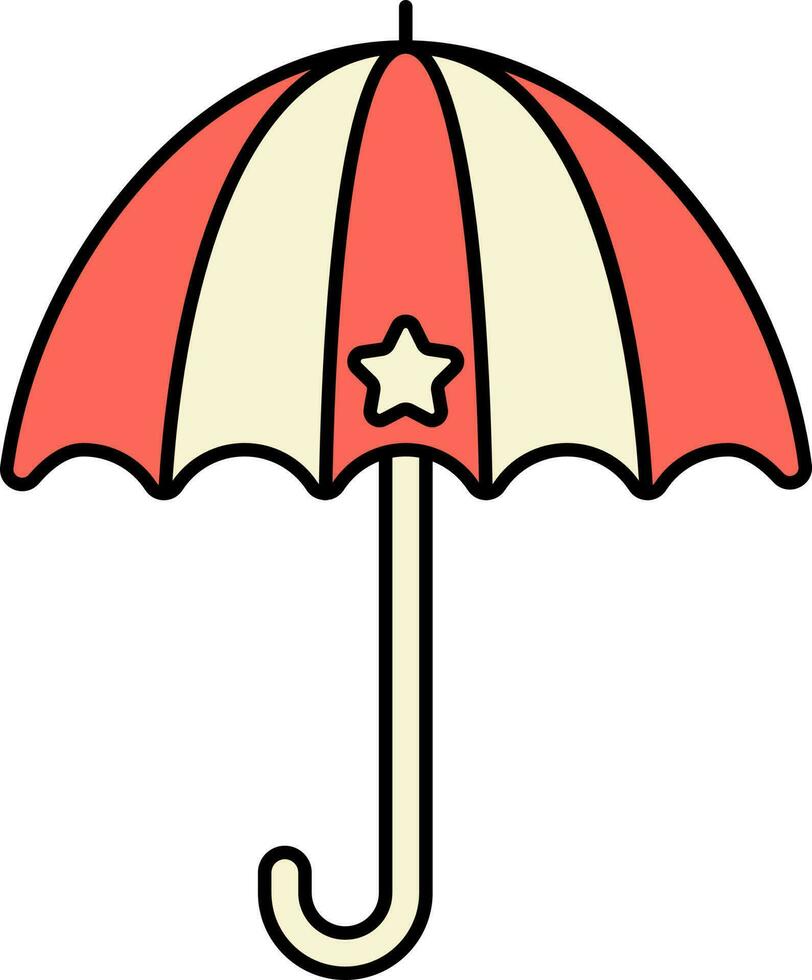 Isolated Star Symbol Umbrella Red And Yellow Icon. vector
