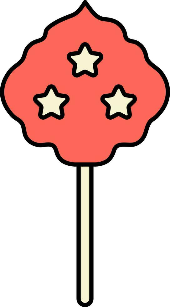Flat Style Stars On Candy Floss Red And Yellow Icon. vector