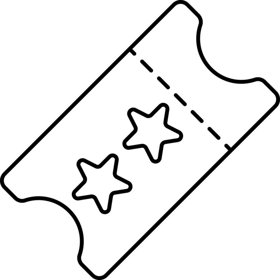 Flat Style Star Ticket Icon In Black Outline. vector