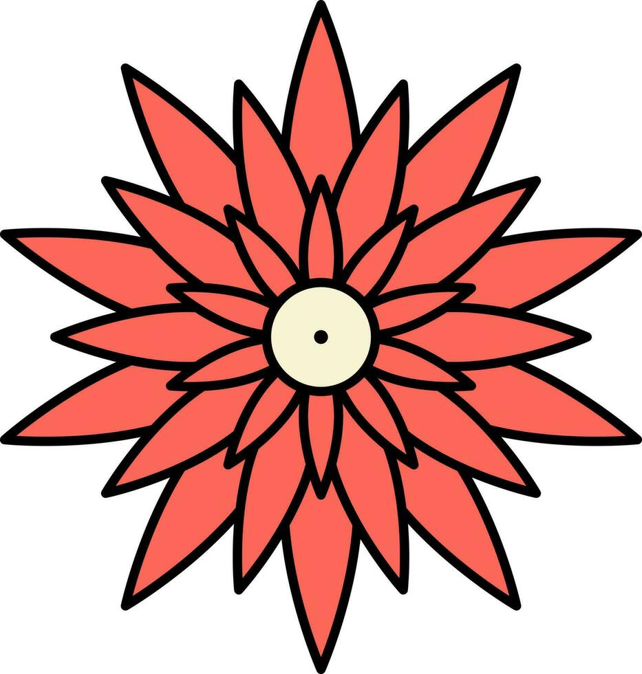 Red Flower Flat Icon On White Background. vector