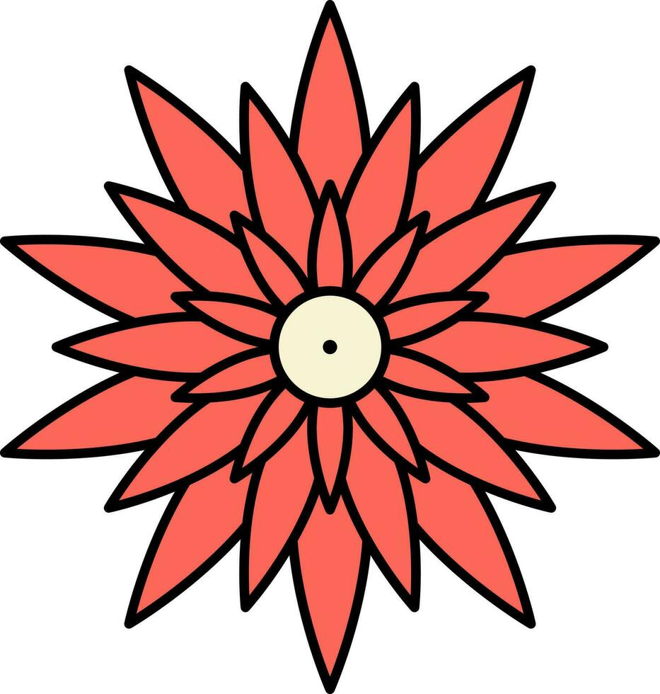 Red Flower Flat Icon On White Background. vector