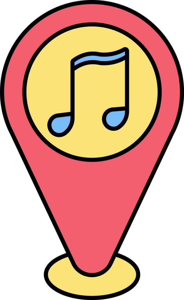 rojo y amarillo música ubicación icono o símbolo. vector