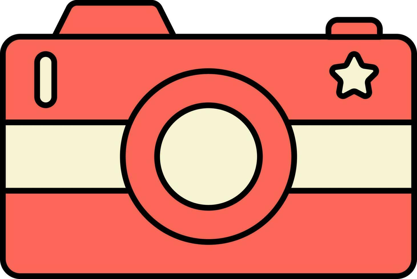 Star Symbol Camera Red And Yellow Icon. vector