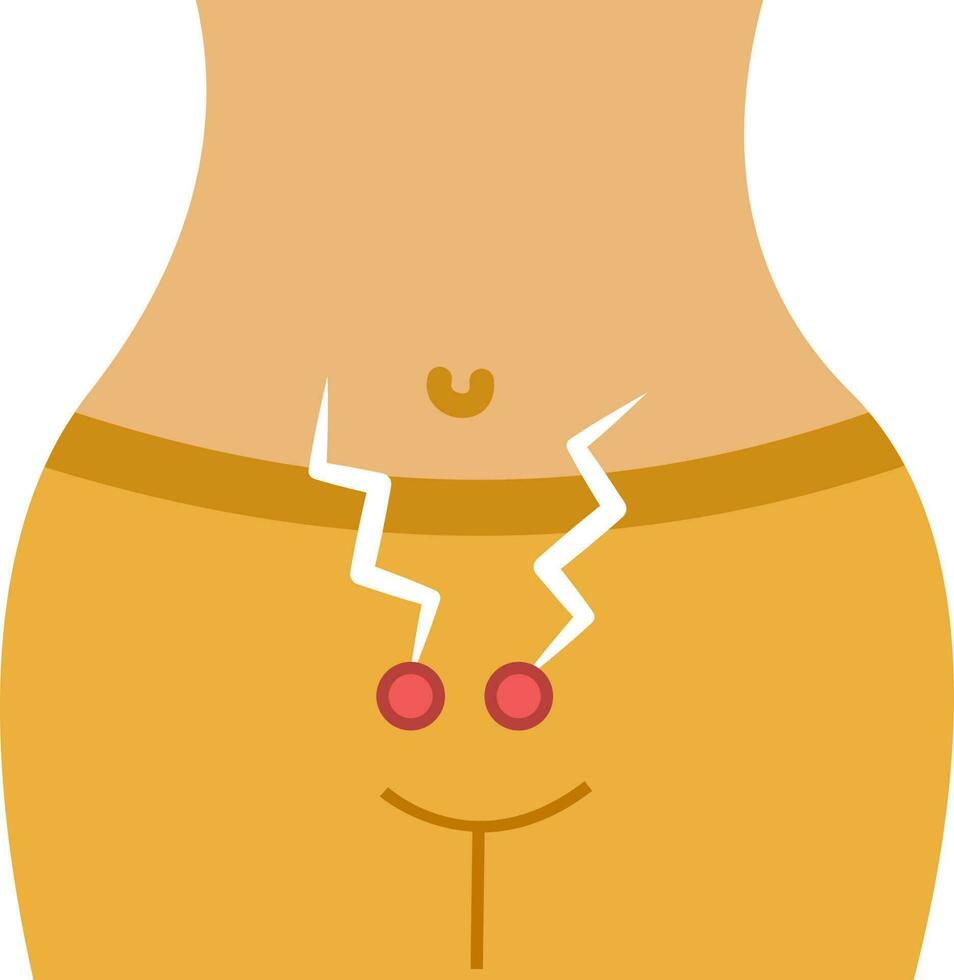 Pelvic Pain Icon Or Symbol In Yellow Color. vector