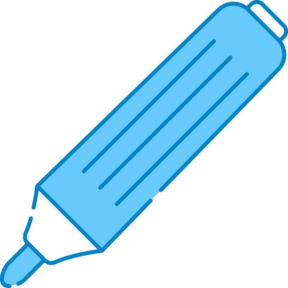 marcador bolígrafo icono en azul y blanco color. vector
