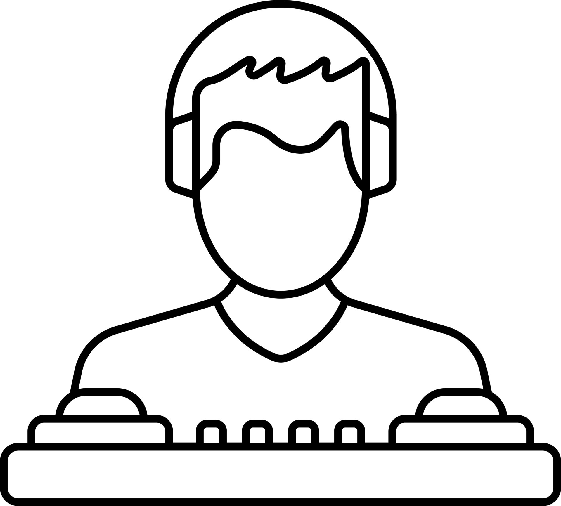 Isolated Disc Jockey Icon In Black Linear Art. 24156817 Vector Art at