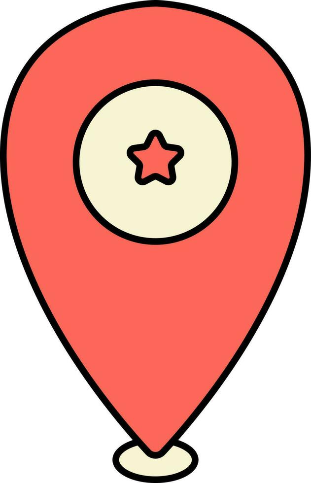 Star Symbol Location Pin Icon In Red And Yellow Color. vector