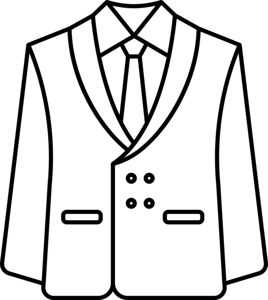 Isolated Suit Icon In Black Outline. vector