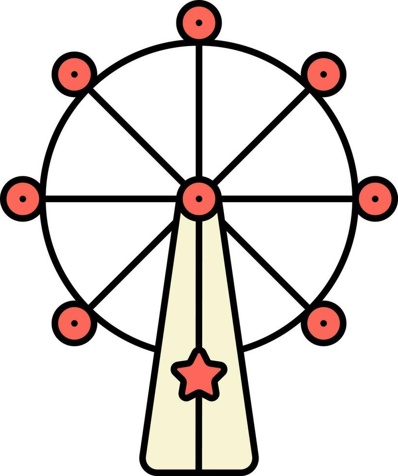 Red Ferris Wheel Icon Or Symbol. vector