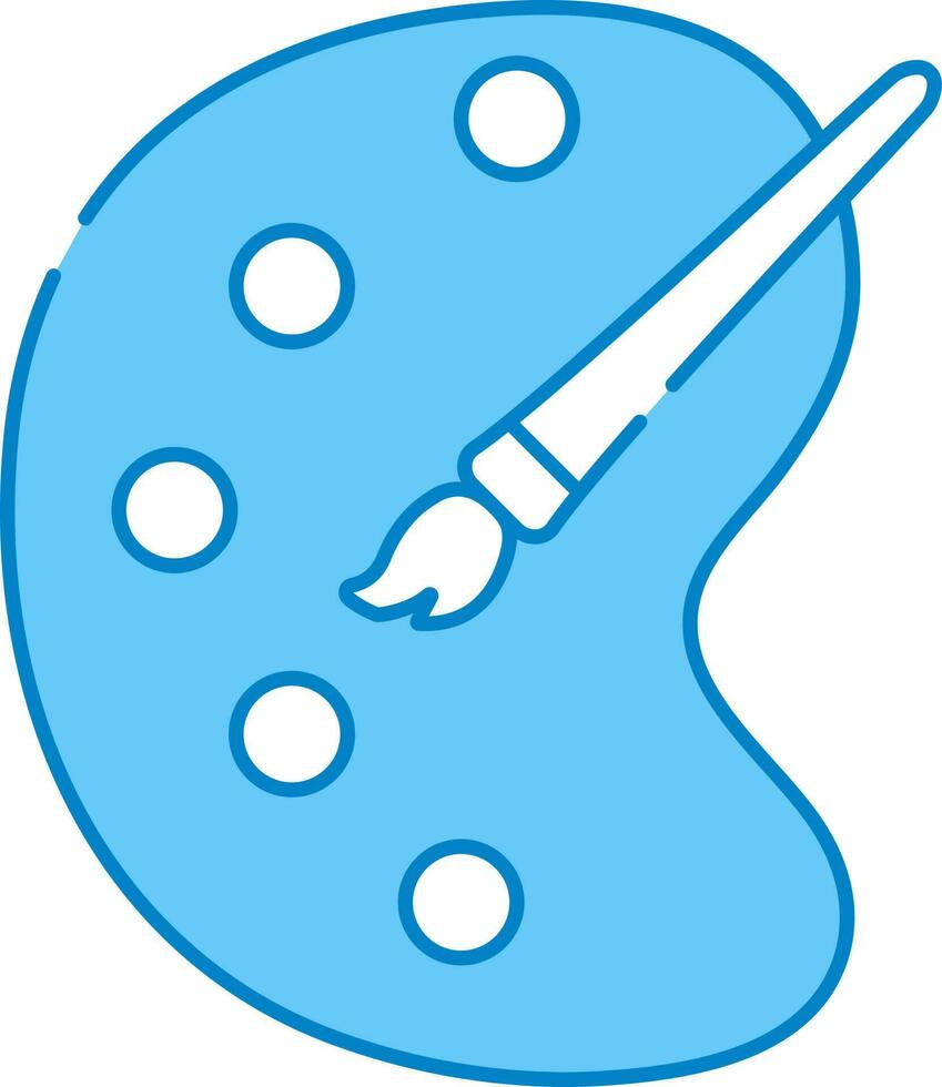 Flat Style Palette And Brush Icon In Blue And White Color. vector