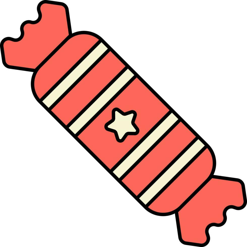 estrella símbolo envoltura caramelo icono en rojo y amarillo color. vector