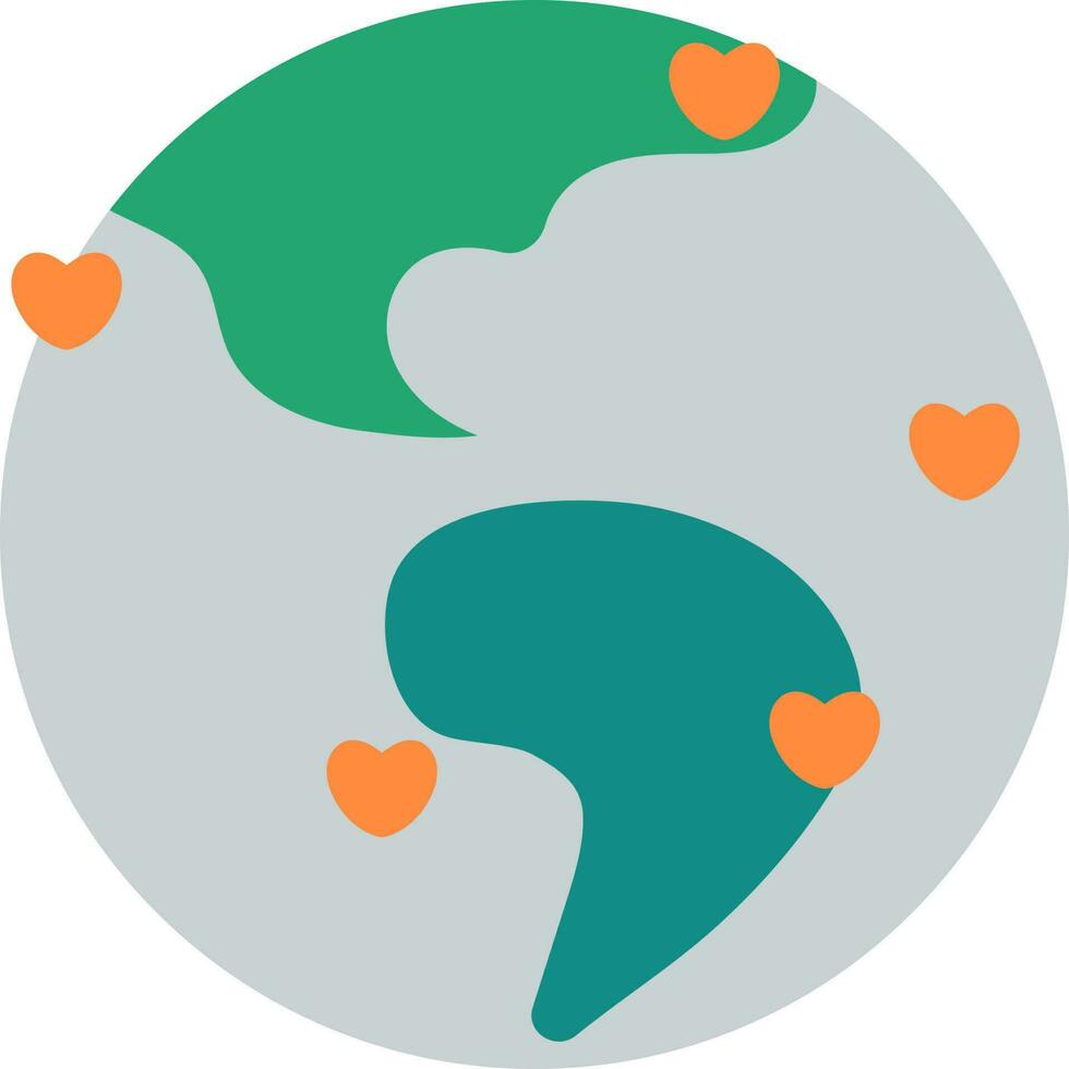Love In World Icon Green And Grey Color. vector