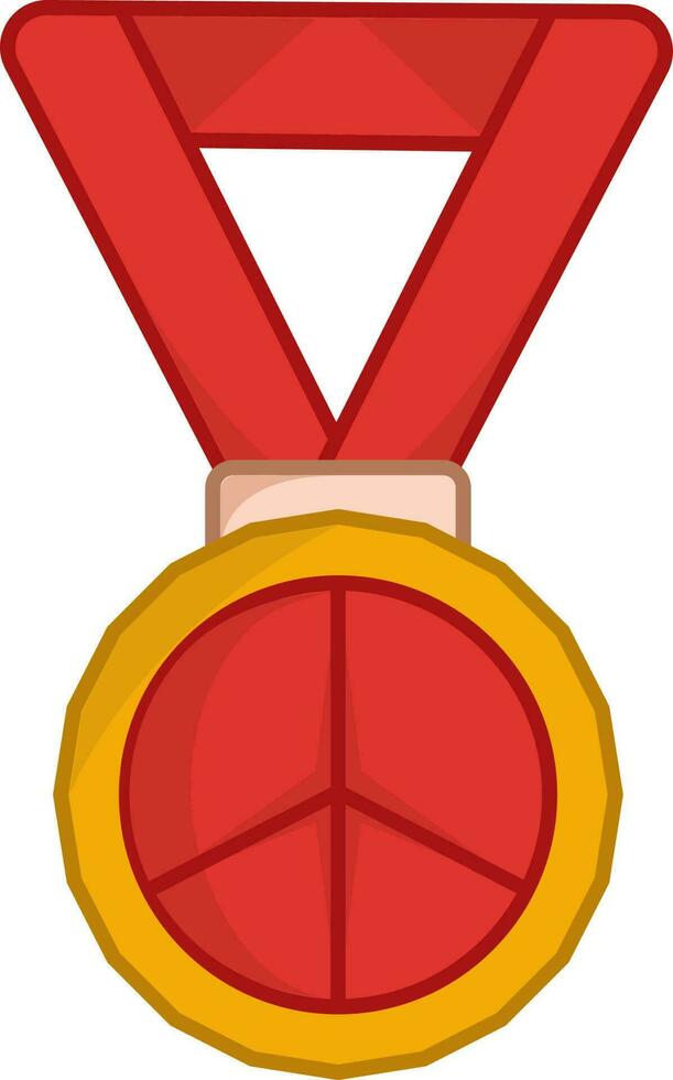 Illustration Of Badge With Peace Pendent Icon In Red And Yellow Color. vector