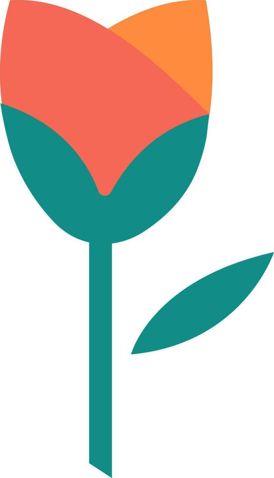 Isolated Tulip Flower Icon In Red And Green Color. vector