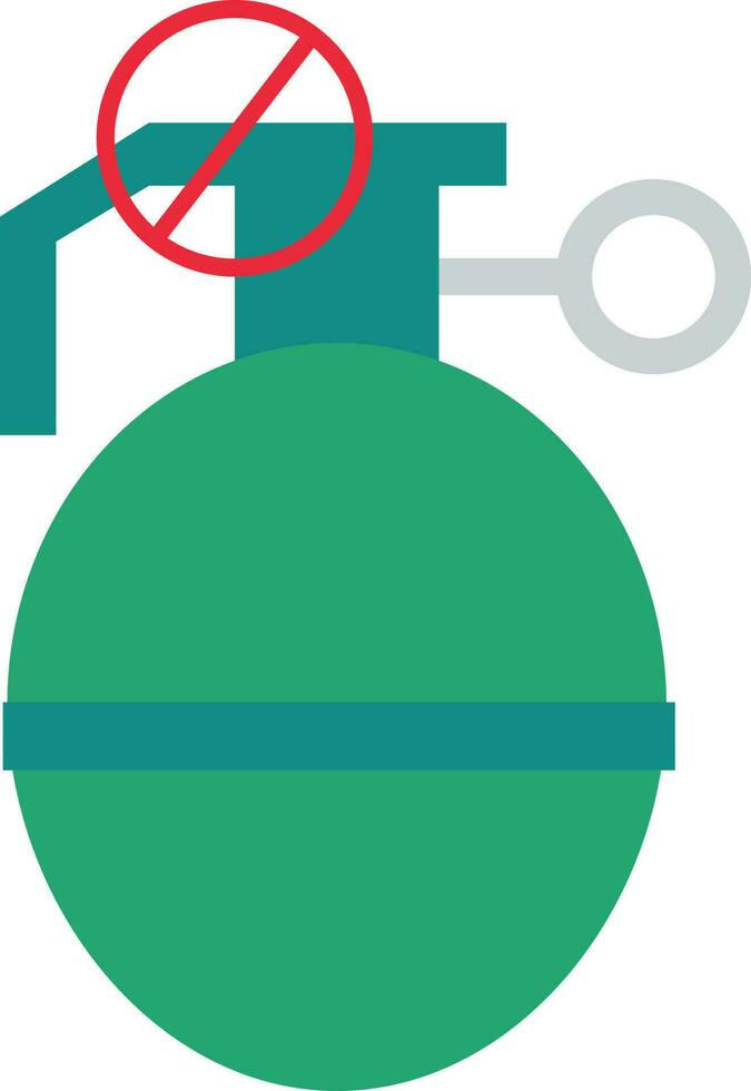 Flat Style No Bomb Icon In Green Color. vector
