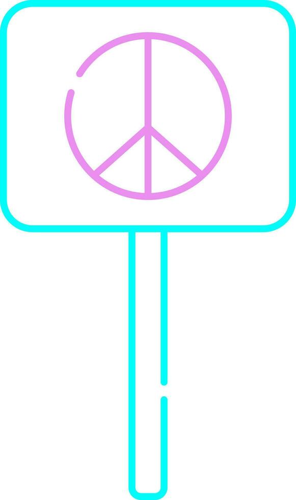 Peace Symbol Board Icon In Pink And Turquoise Line Art. vector